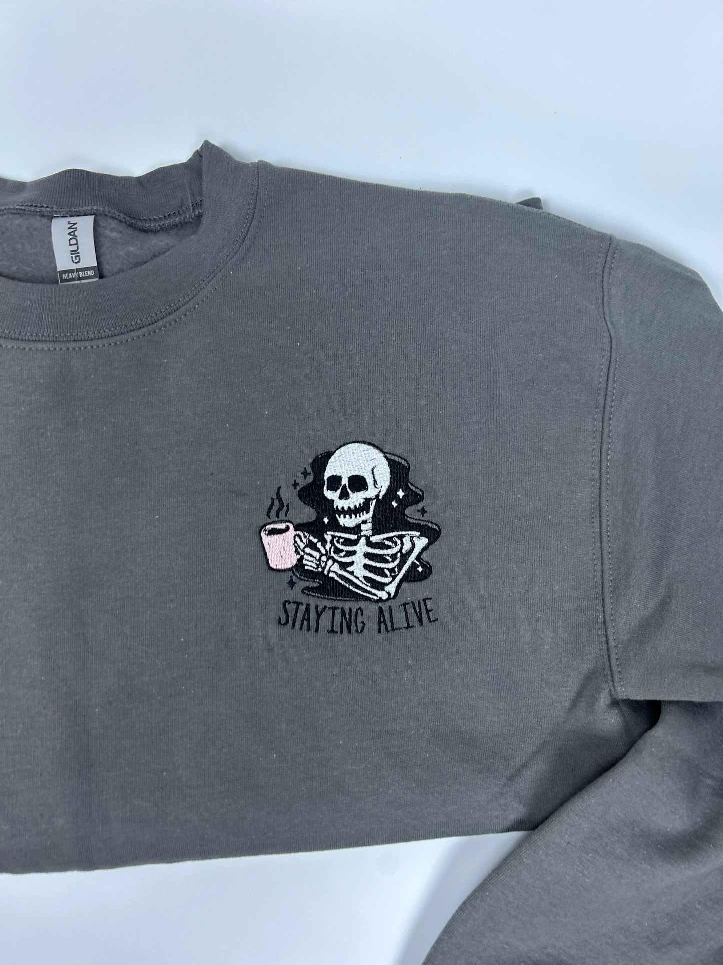 Staying Alive Embroidered Crewneck