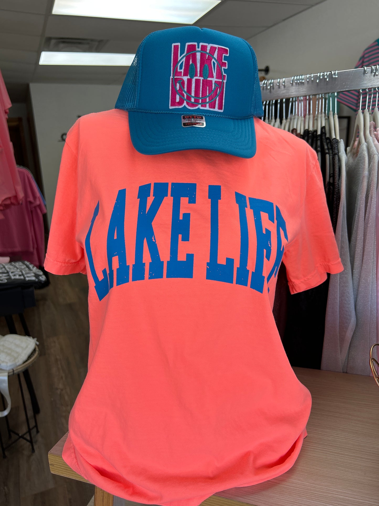 Lake Life Graphic Tee | Neon Red Orange