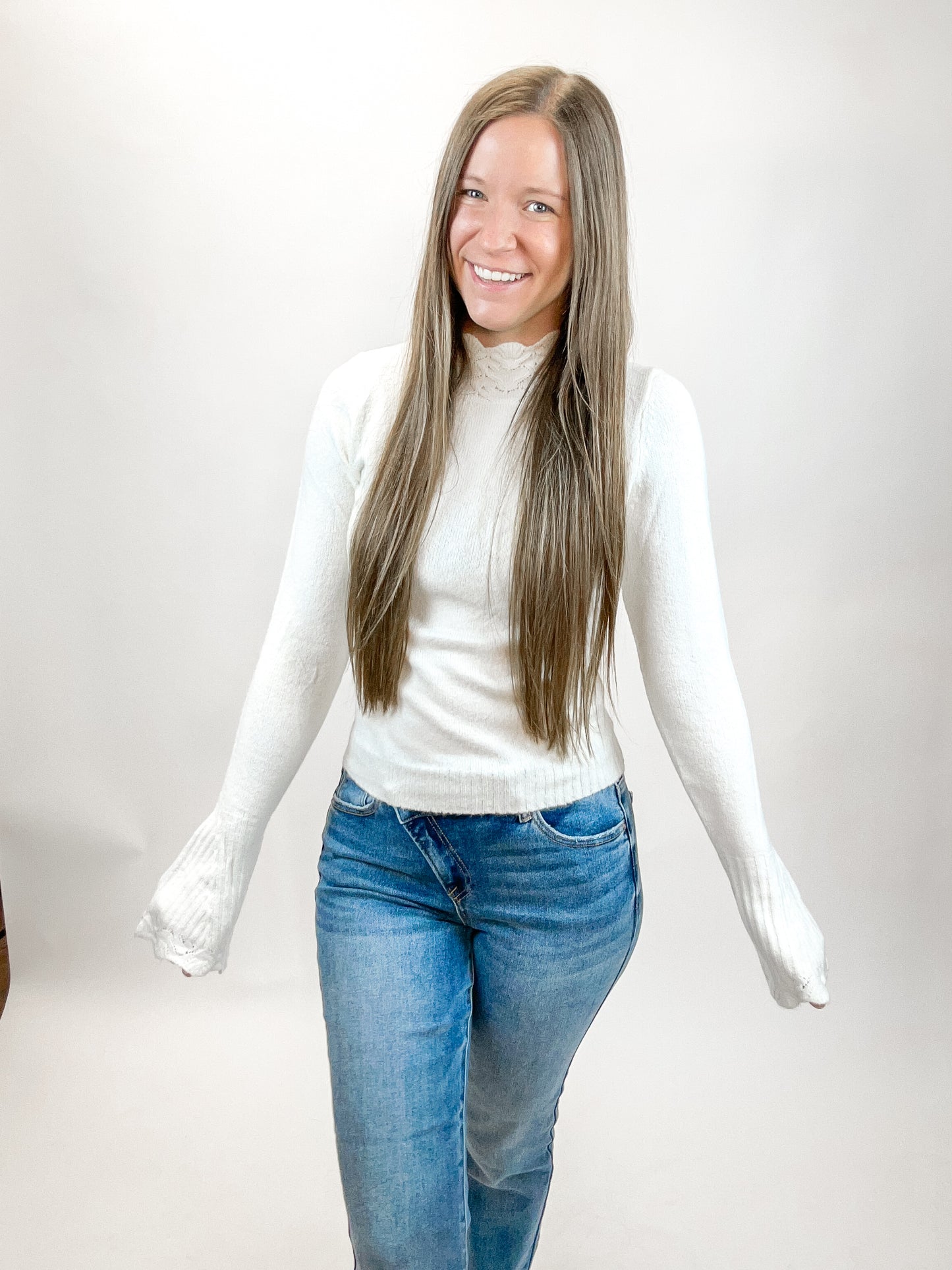 Mia Bell Sleeve Sweater | Milk