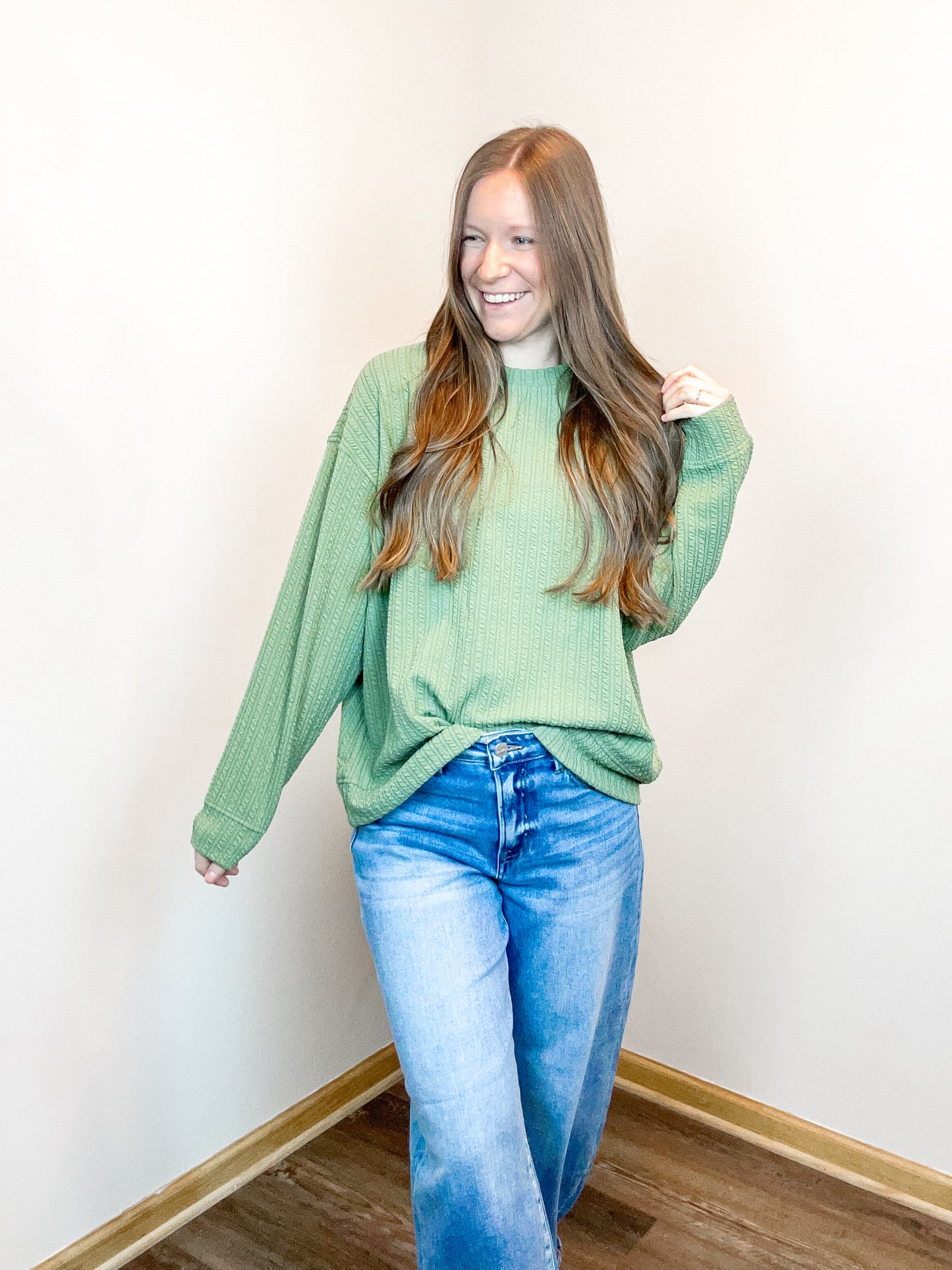 Delta Waffle Textured Long Sleeve | Olive