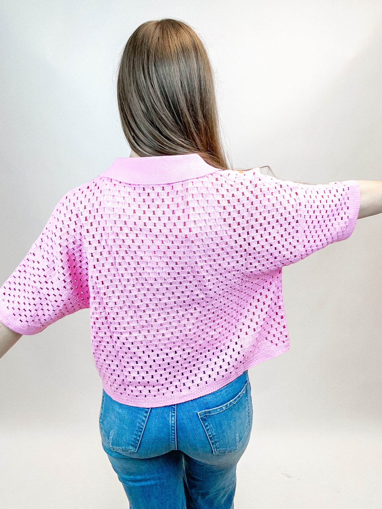 Cali Crochet Knit Top | Pink