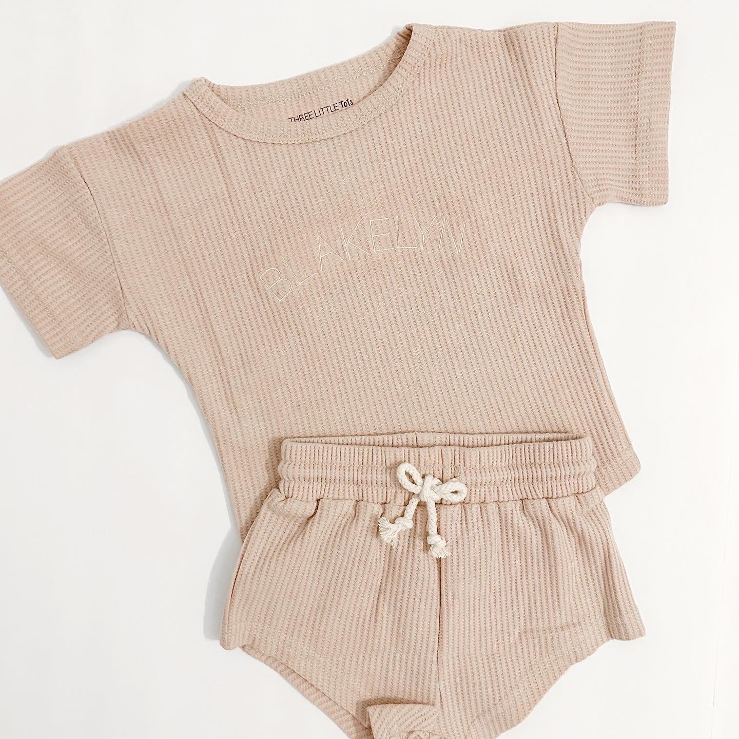 Tan Waffle Top & Bottom Set