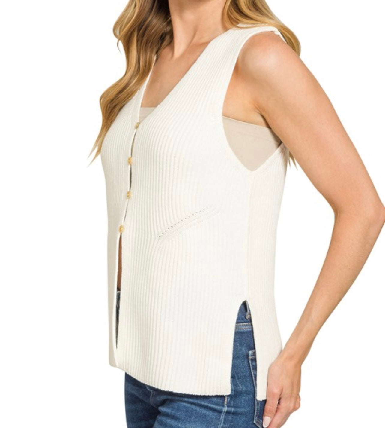 Breckyn Button Sweater Vest | Ivory
