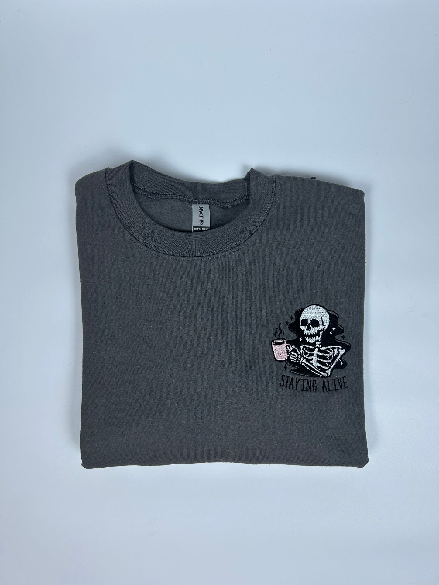 Staying Alive Embroidered Crewneck