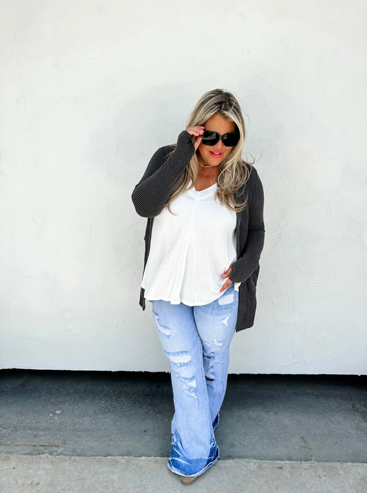 Reese Ribbed Cardigan | Vintage Black