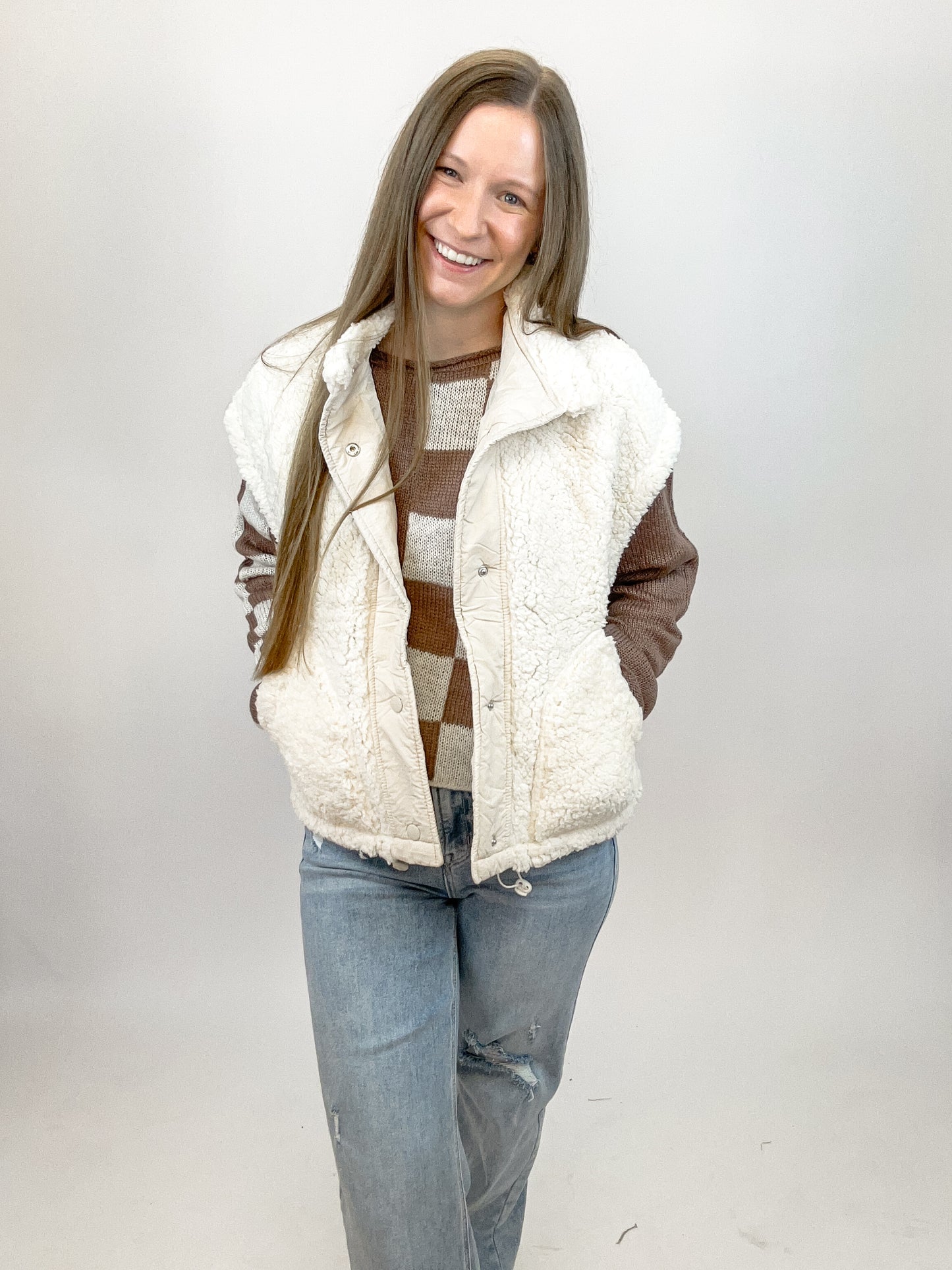 Teddy Sherpa Vest | Cream