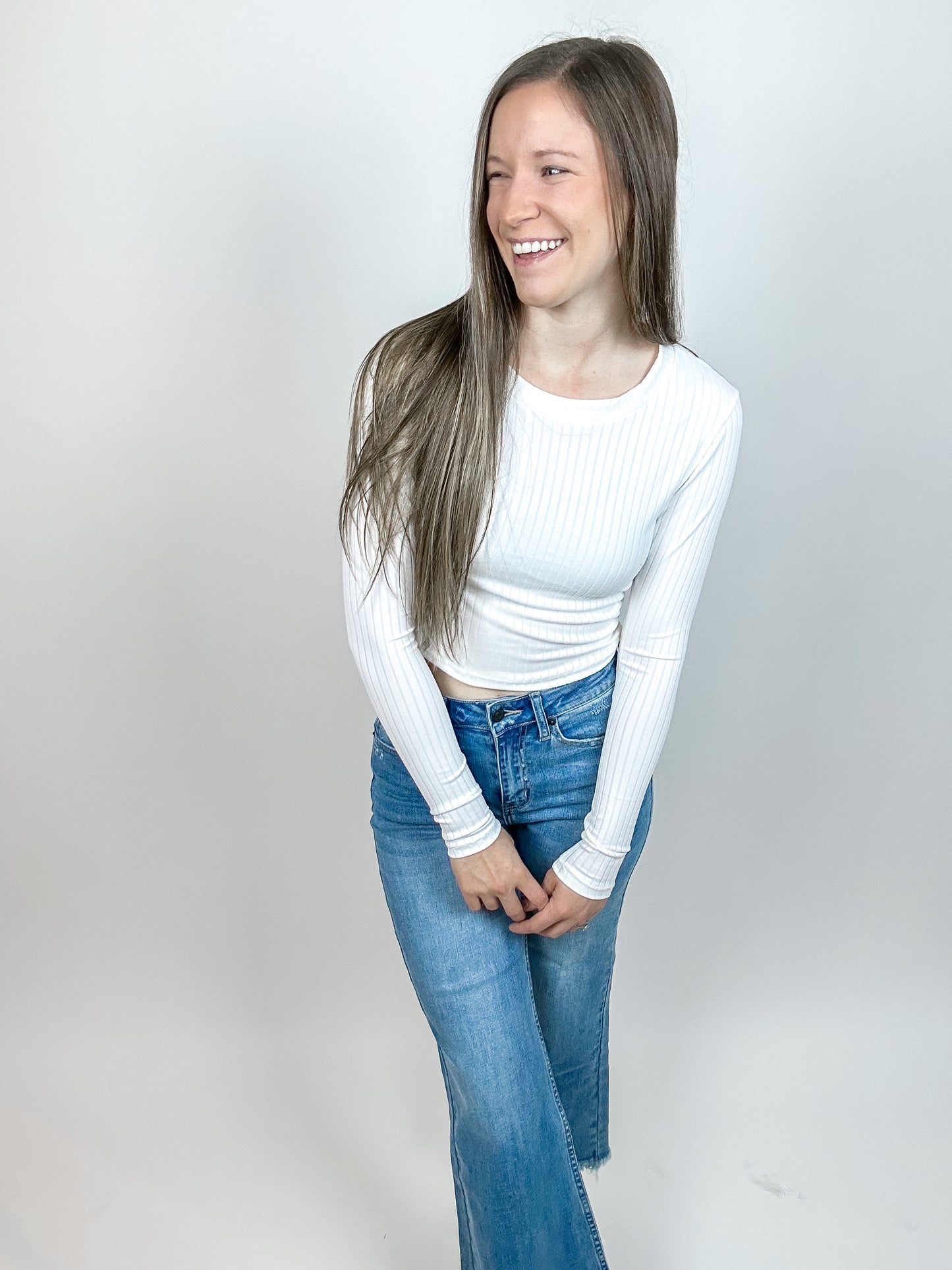 Long Sleeve Basic Crop Tee