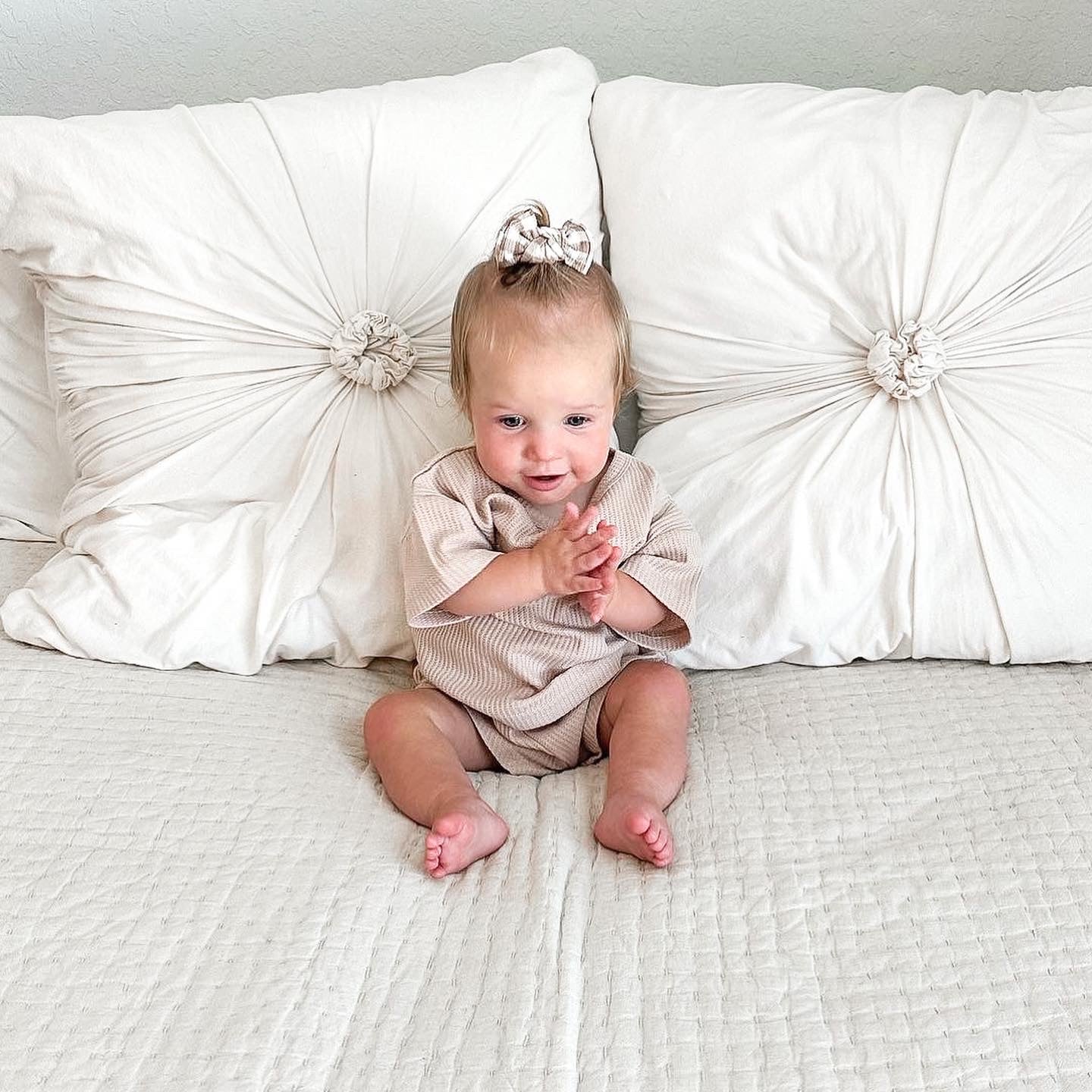 Tan Waffle Top & Bottom Set