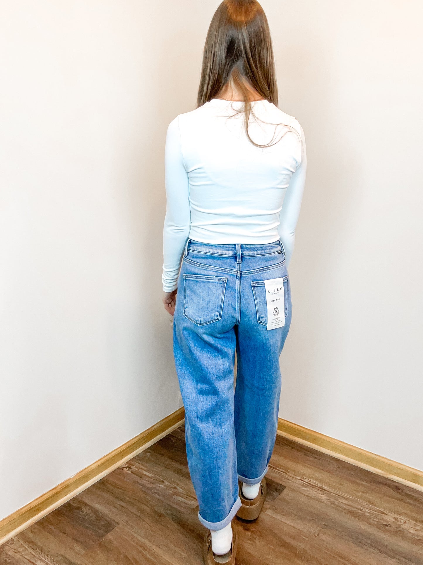 Risen High-Rise Cuffed Barrel Jeans