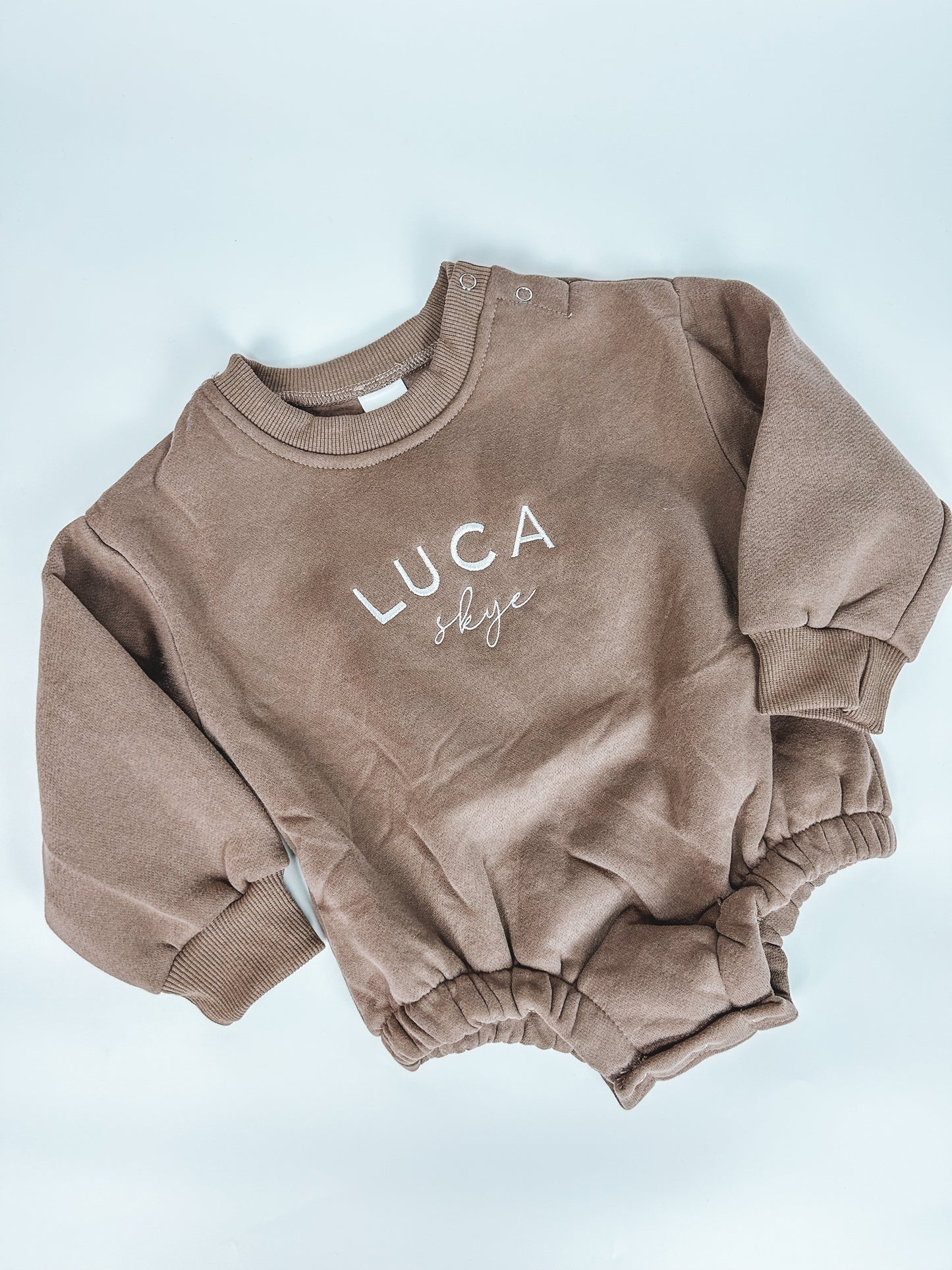 Personalized Sweatshirt Bubble Romper