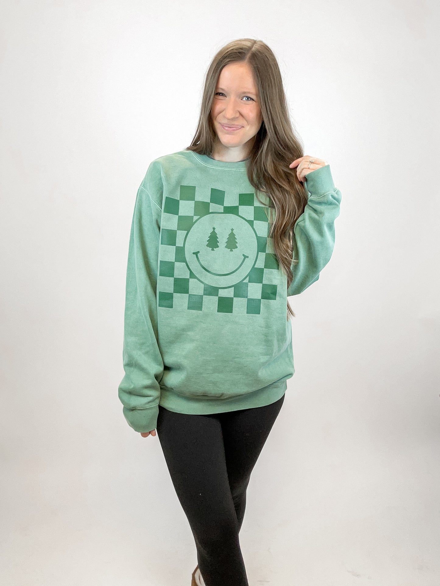 Checkered Trees Crewneck - Comfort Colors