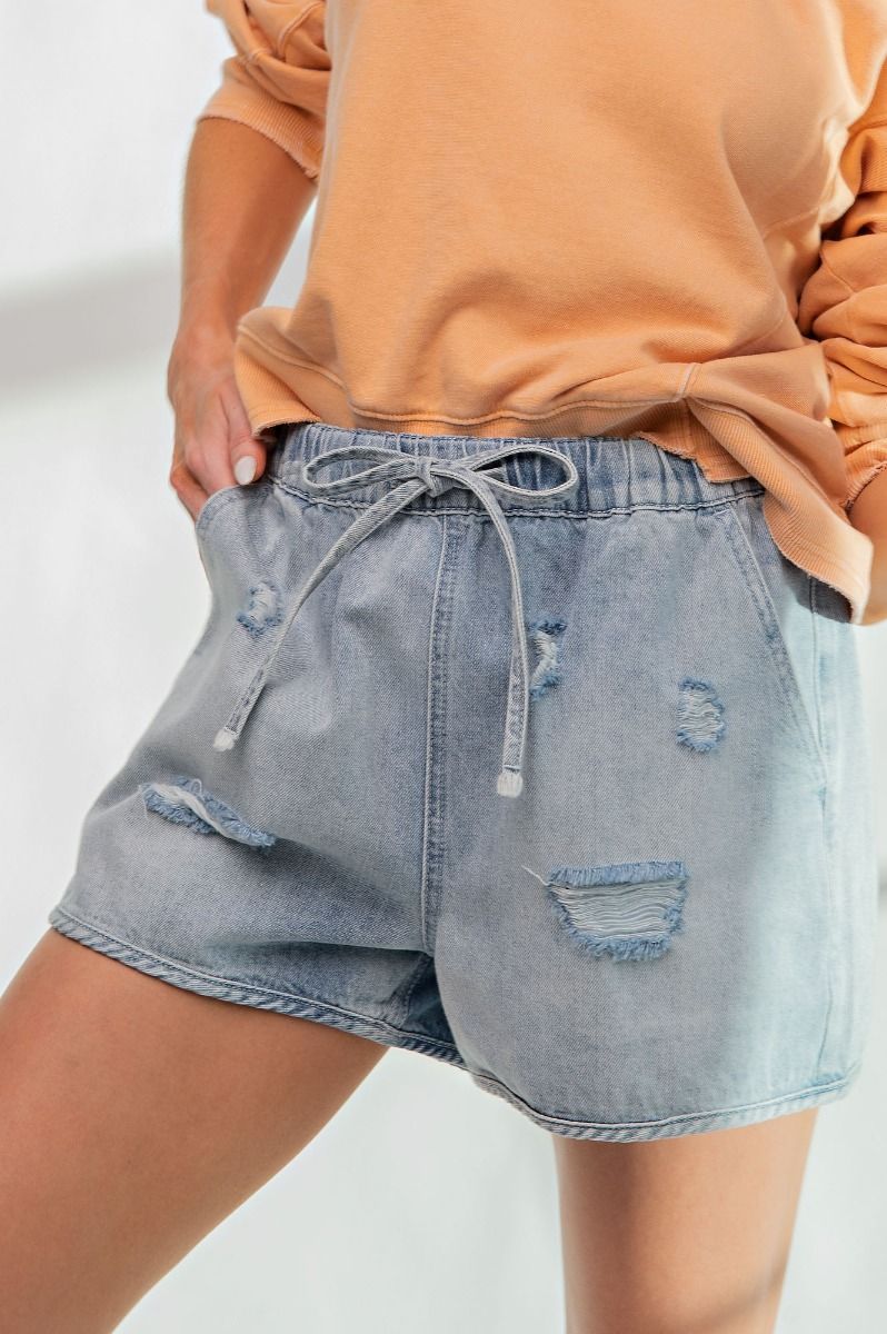 Kenzie Drawstring Denim Shorts