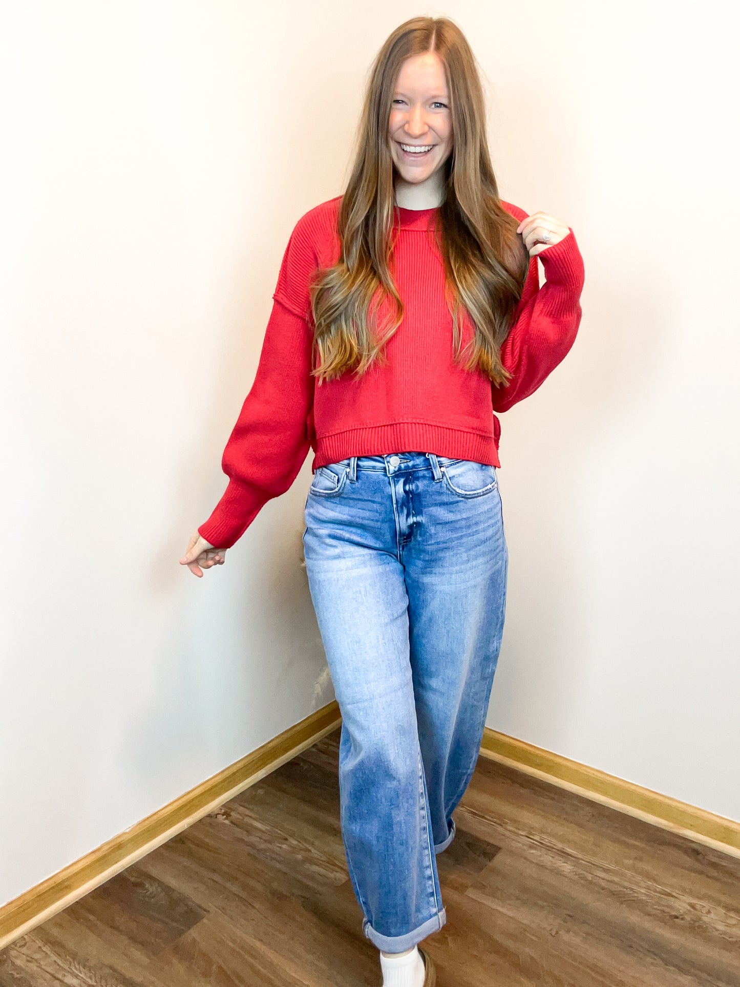 After You Ribbed Sweater | Red
