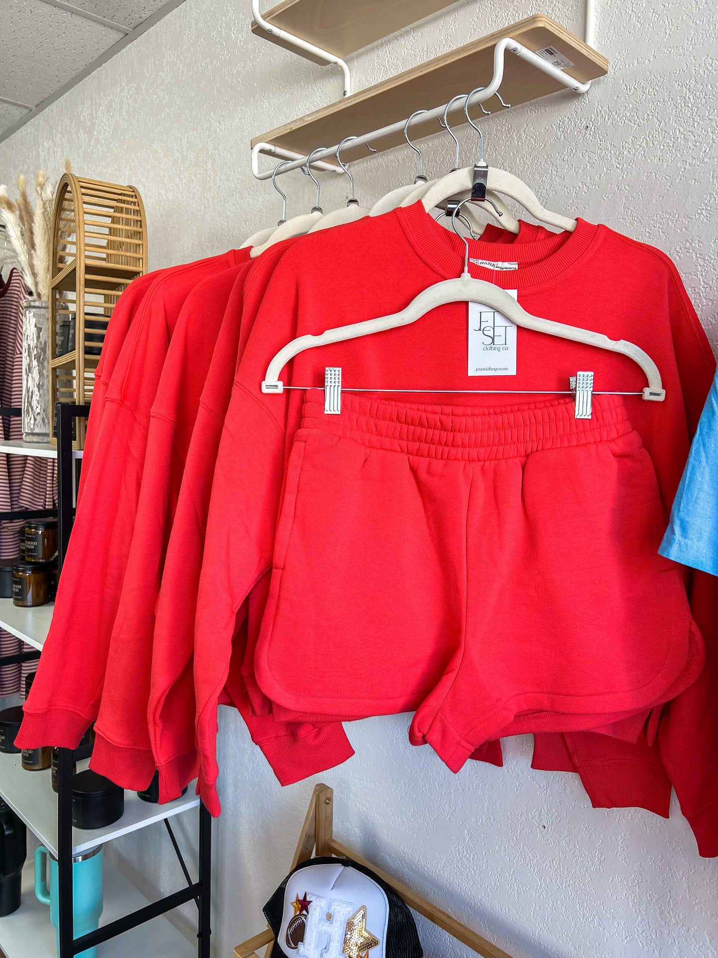 Fleece Sweatshirt Shorts Set | Ruby