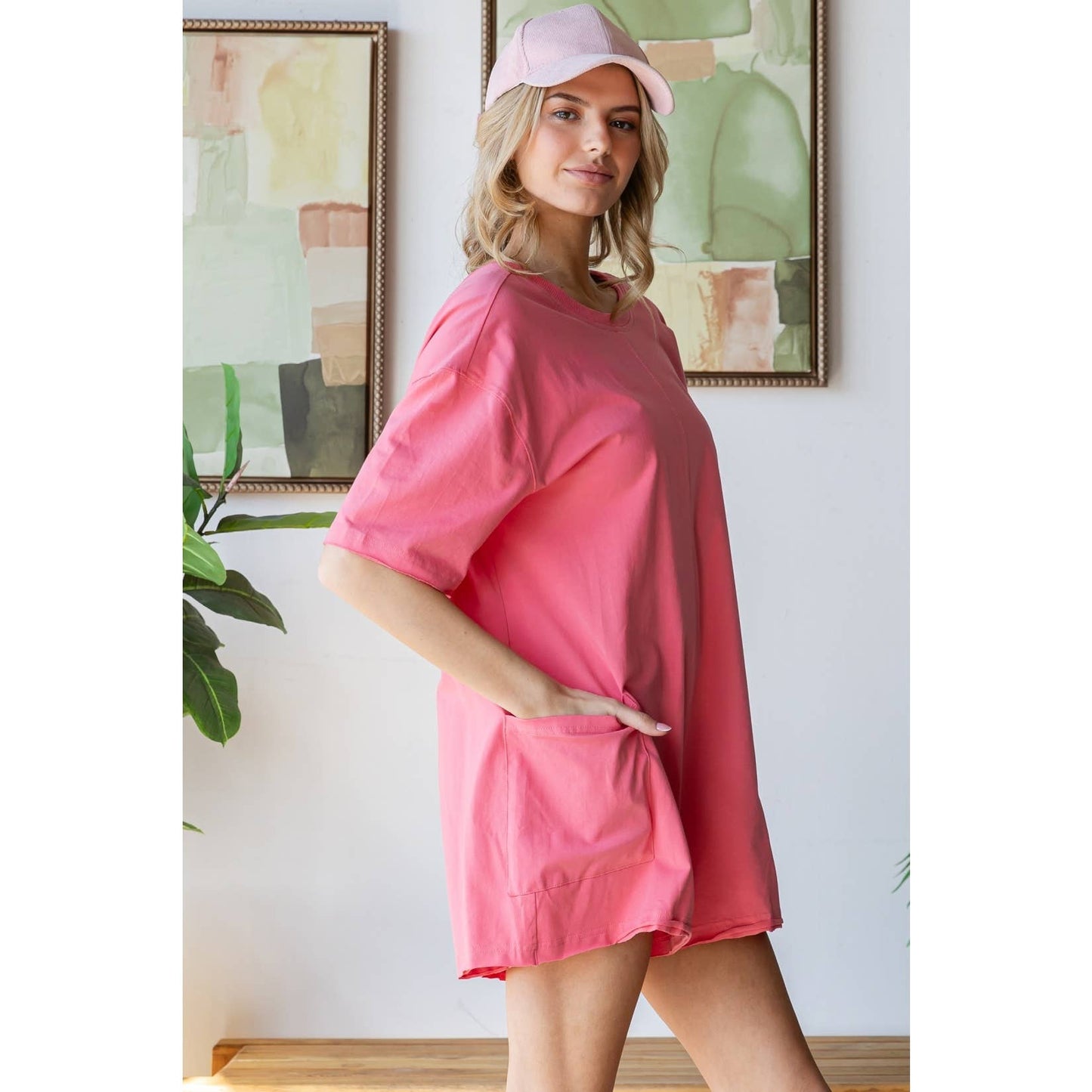Seaside Open Back Romper | Coral