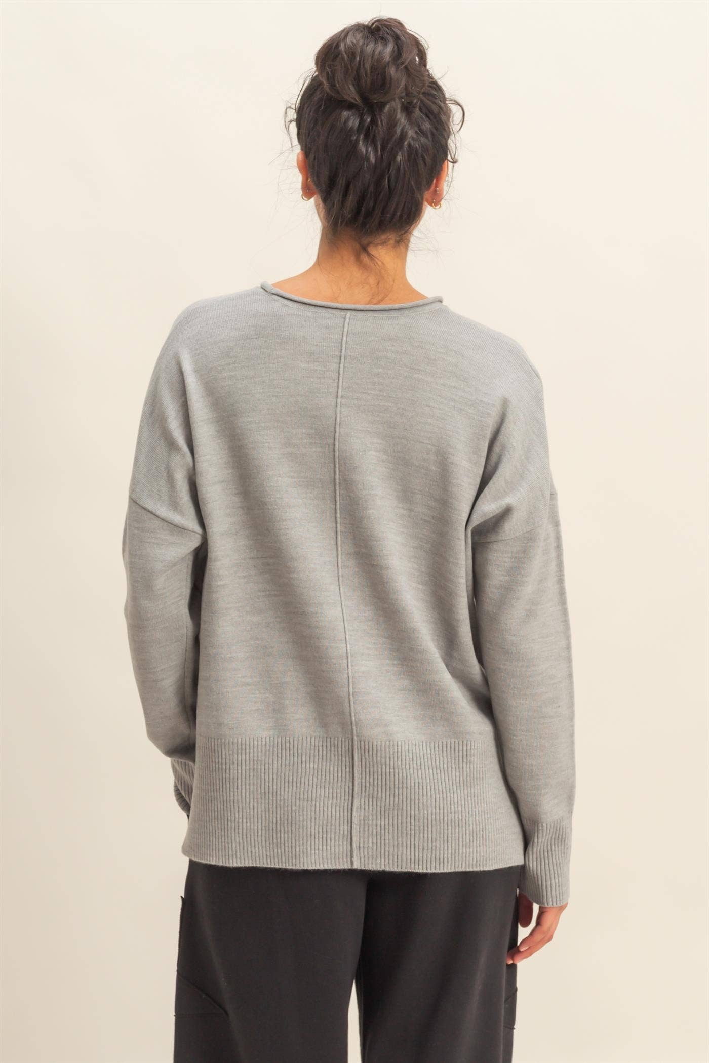 Halle Roll Neck Sweater | Heather Gray