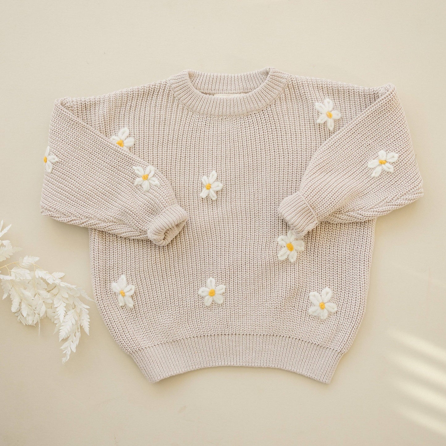 Daisy Hand Embroidered Chunky Knit Sweater