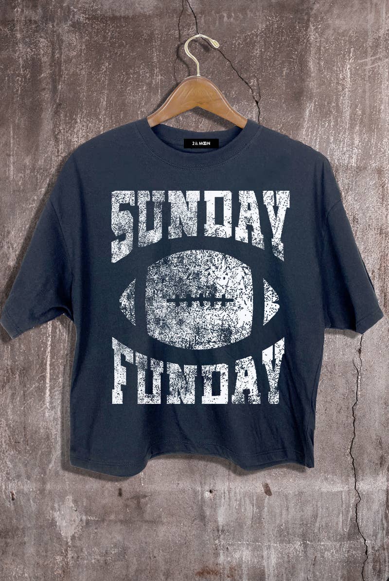 Sunday Funday Graphic Crop Tee | Black