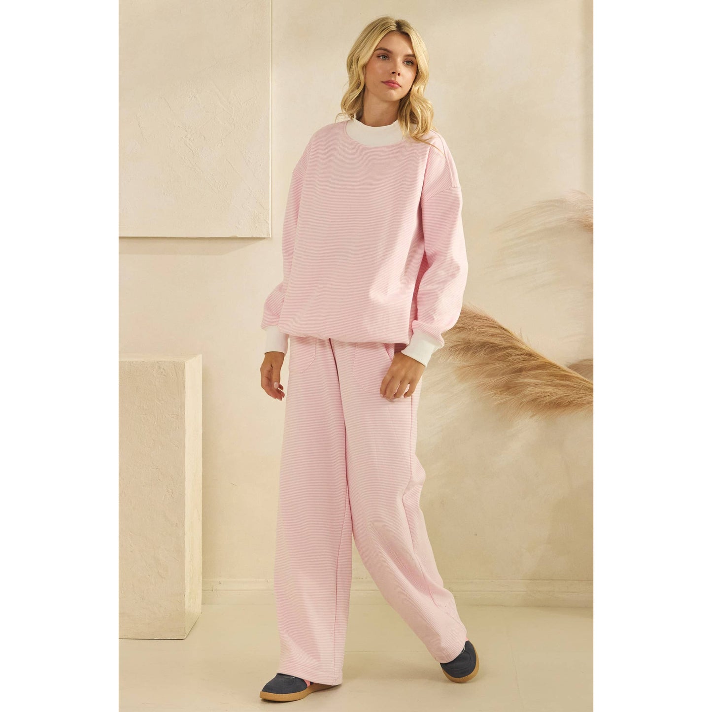 Bristol Striped Mock Neck | Pink
