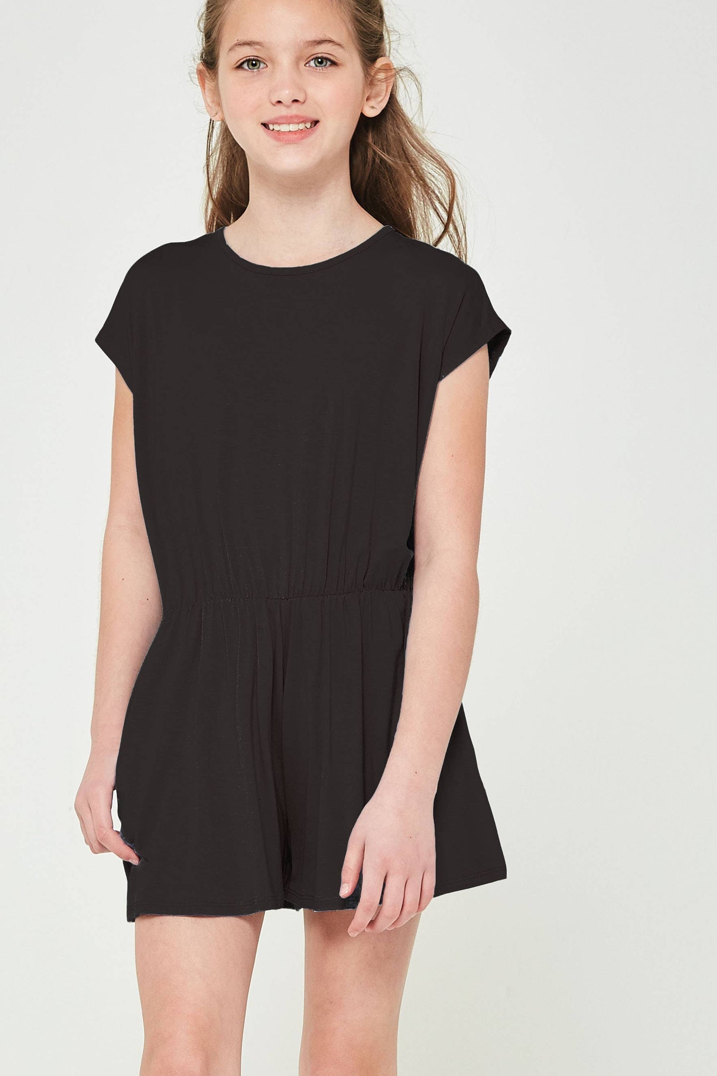 Girls Short Sleeve Romper | Black