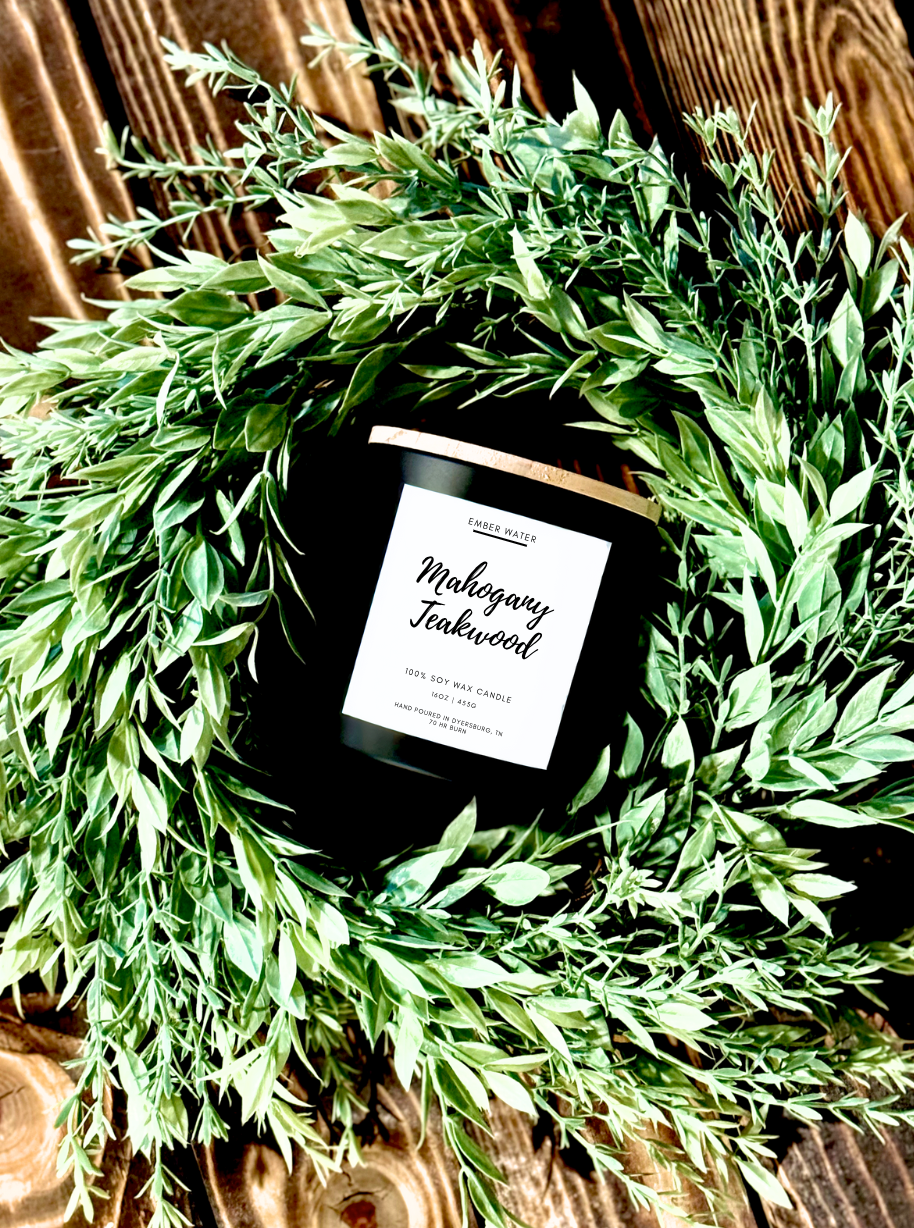 Mahogany Teakwood 16 oz 100% Soy Candle