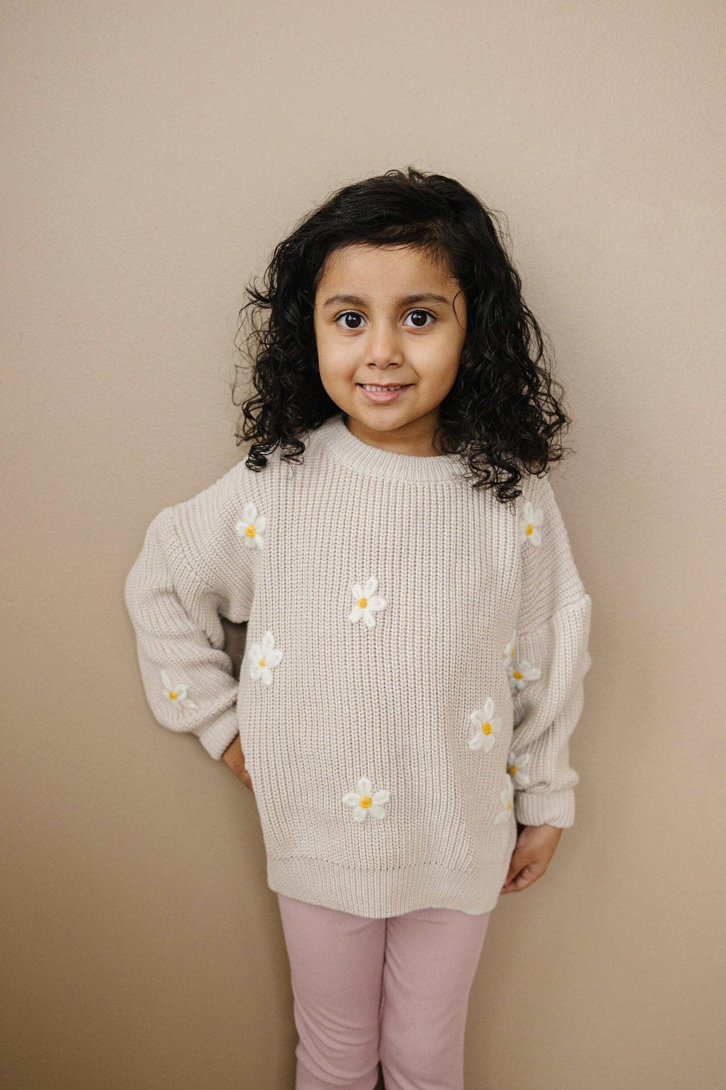Daisy Hand Embroidered Chunky Knit Sweater