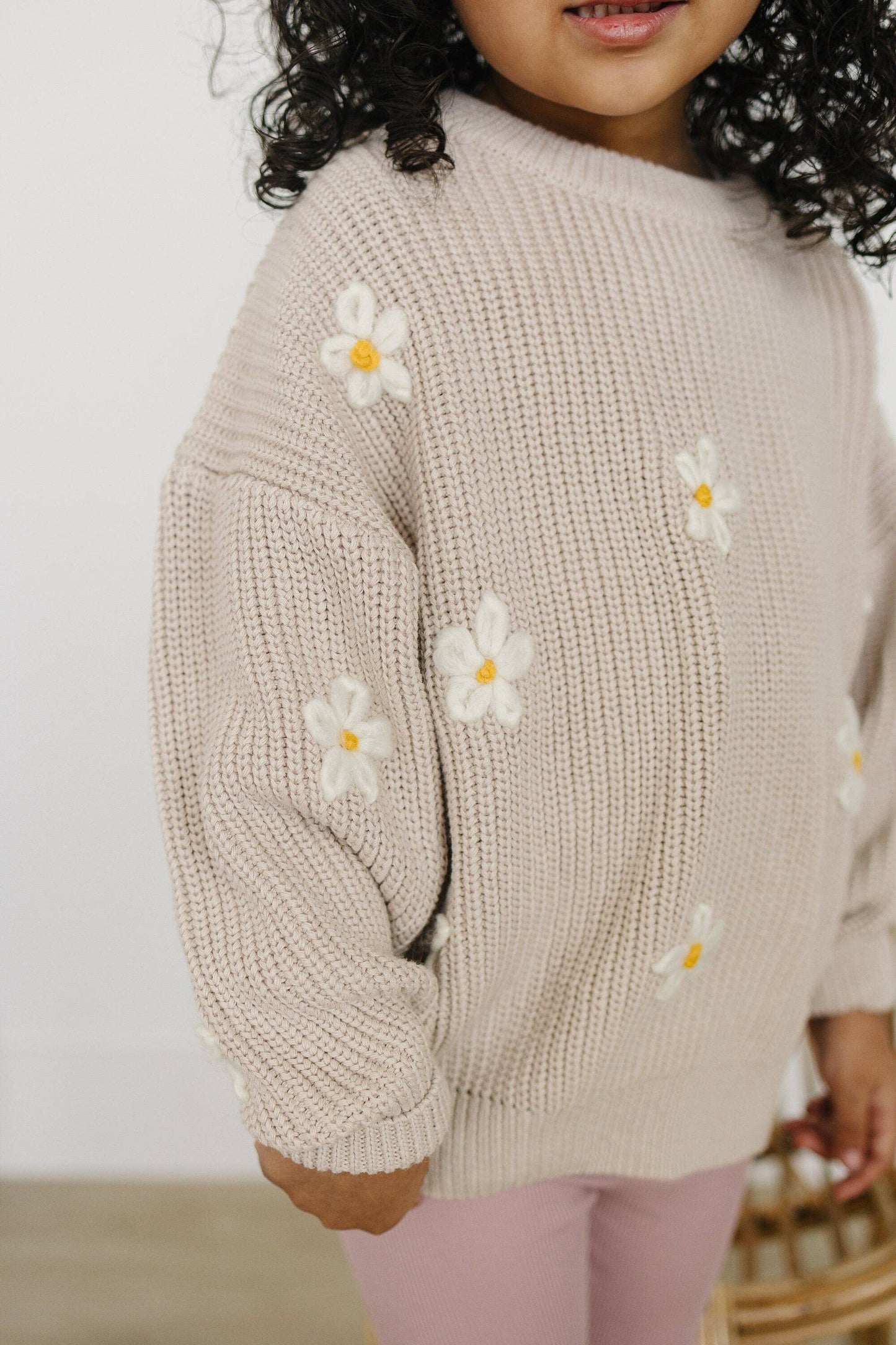 Daisy Hand Embroidered Chunky Knit Sweater