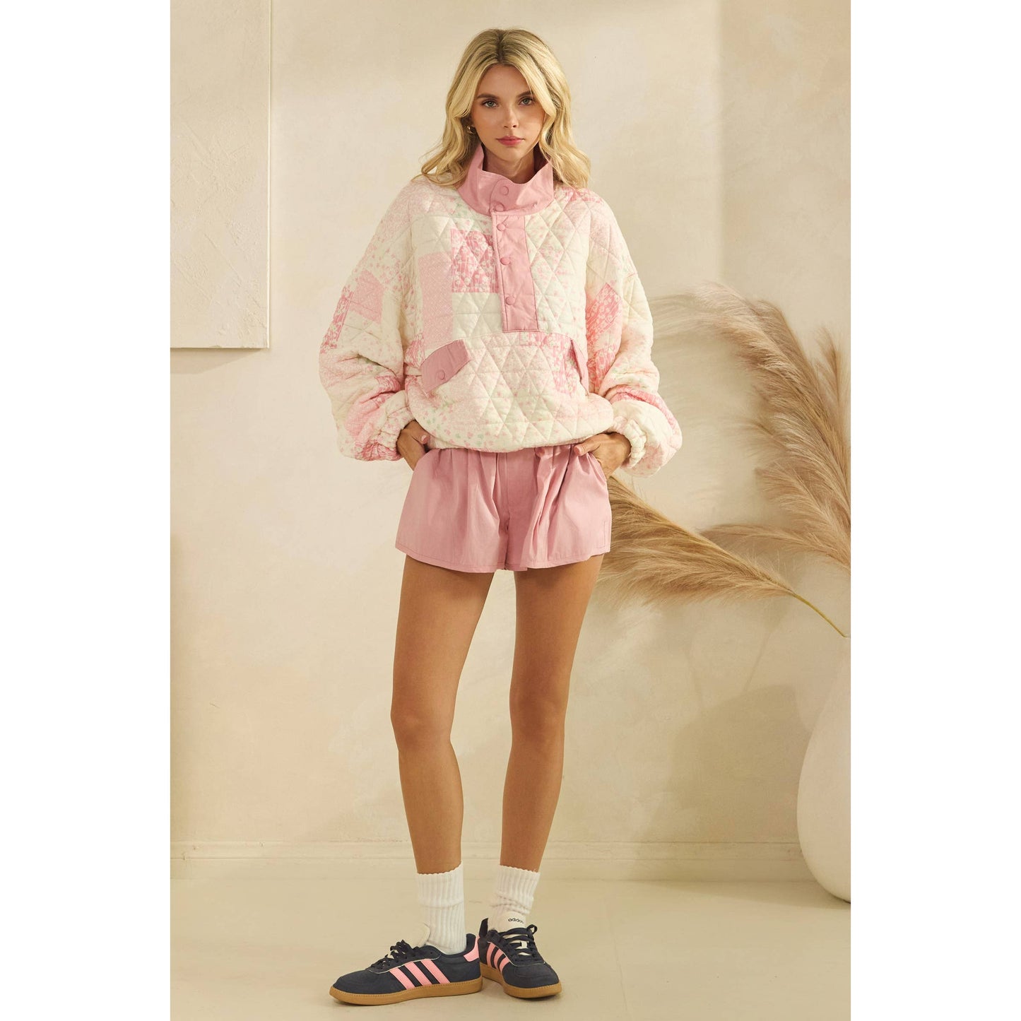 Cottage Quilted Quarterzip | Pink