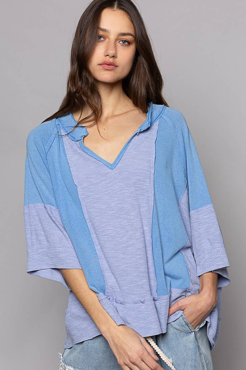 All Day Contrast Top | Blue