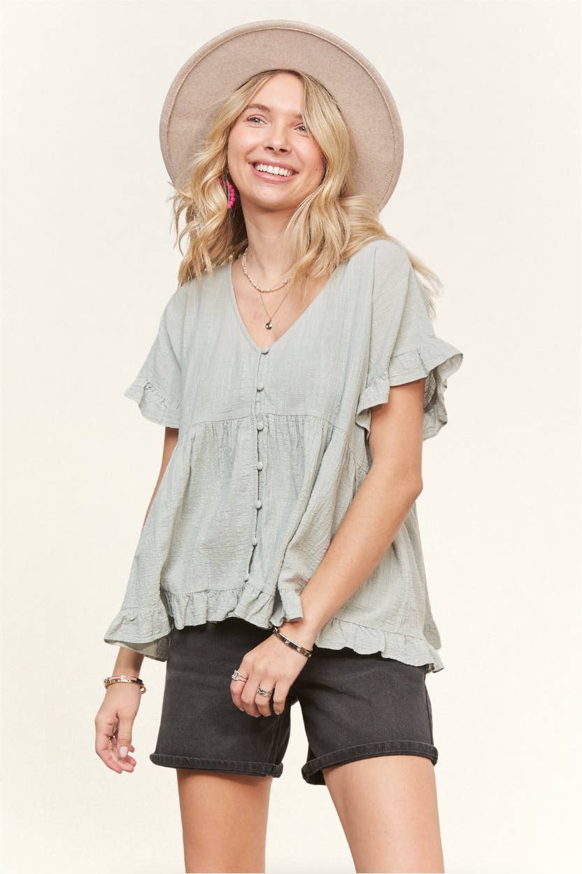 Sloane Button Down Top | Sage