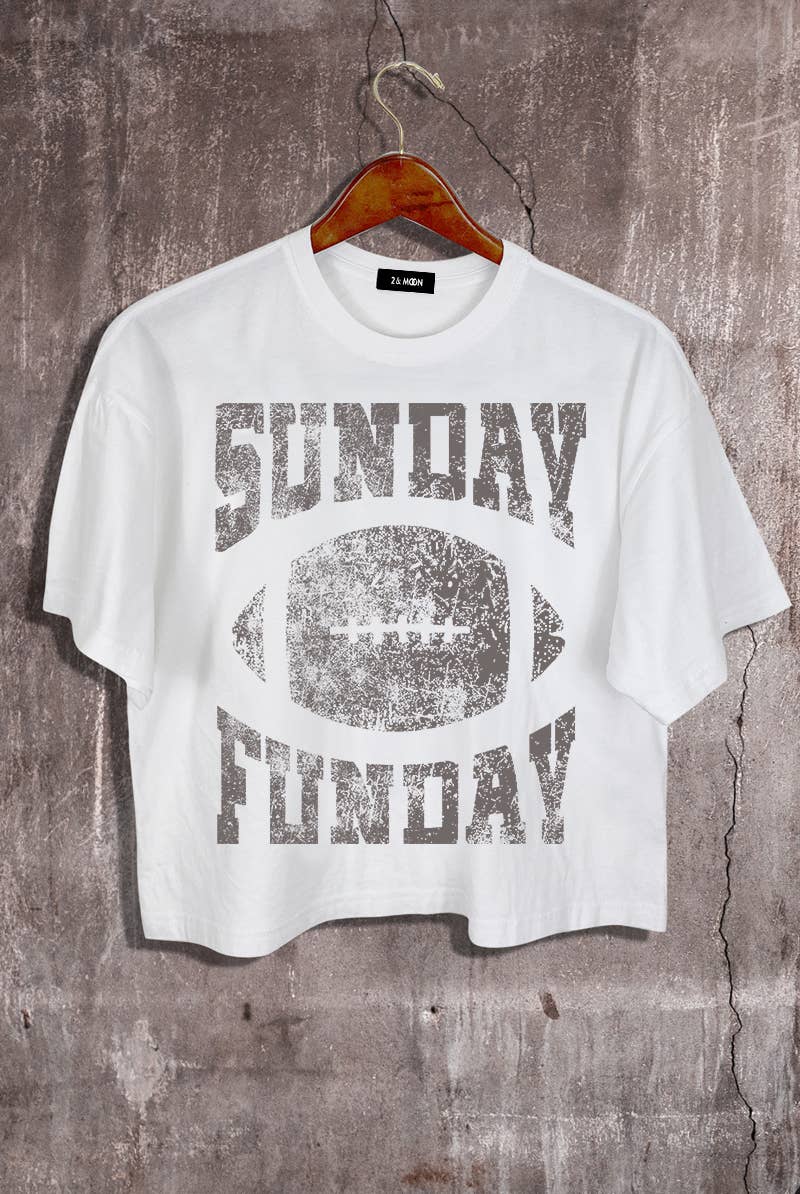 Sunday Funday Graphic Crop Tee | White
