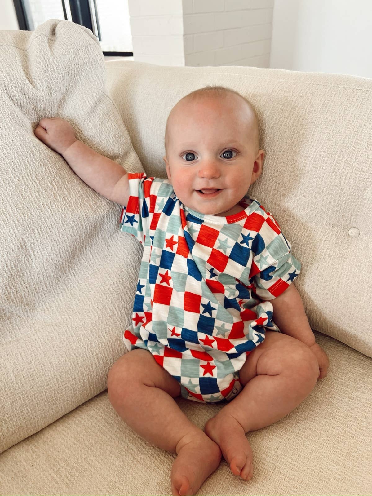 Star Checkered Organic Cotton T-Shirt Bubble
