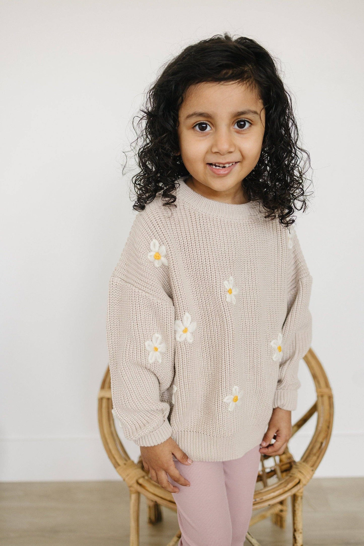 Daisy Hand Embroidered Chunky Knit Sweater