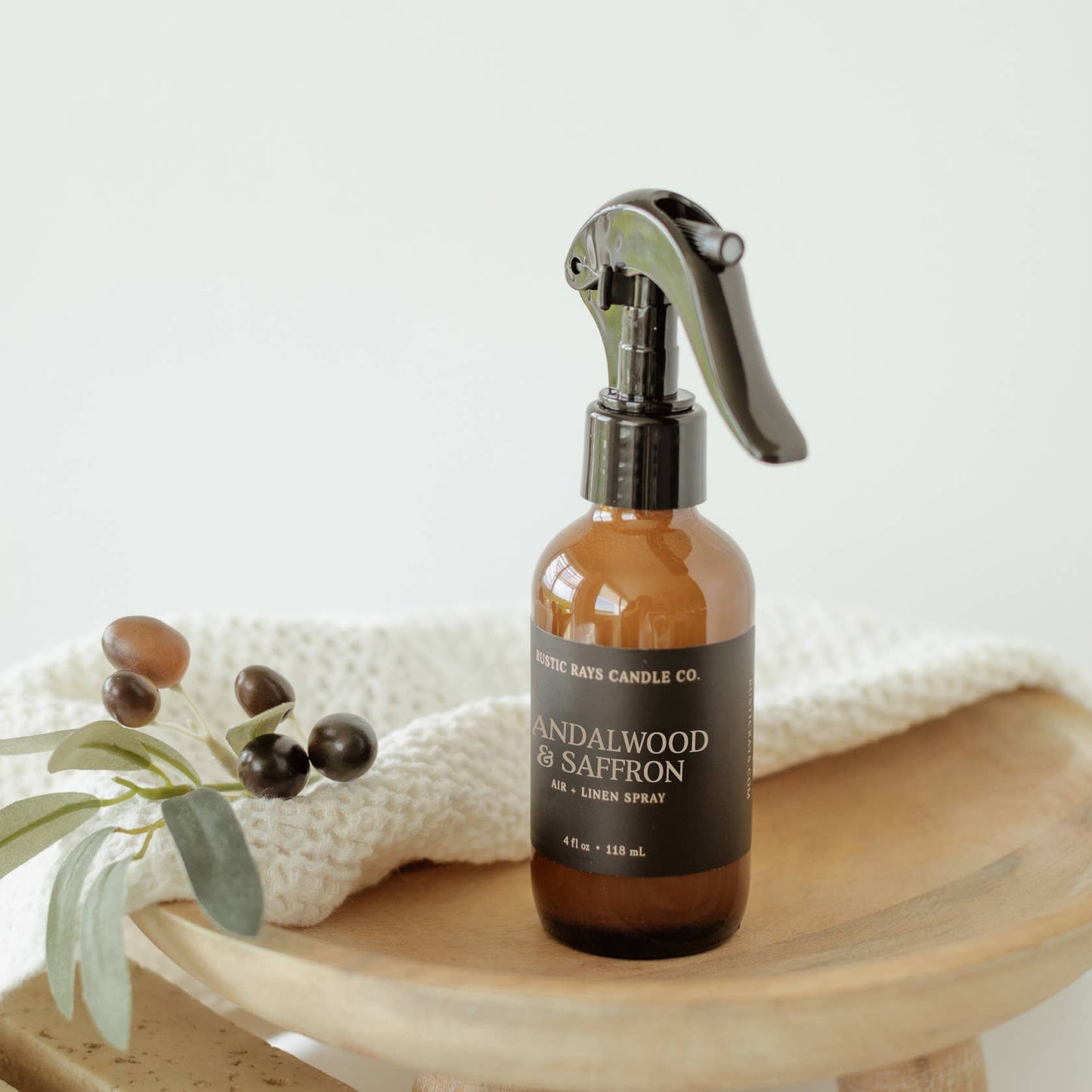 Sandalwood & Saffron Room Spray - 4 oz Amber Glass Bottle