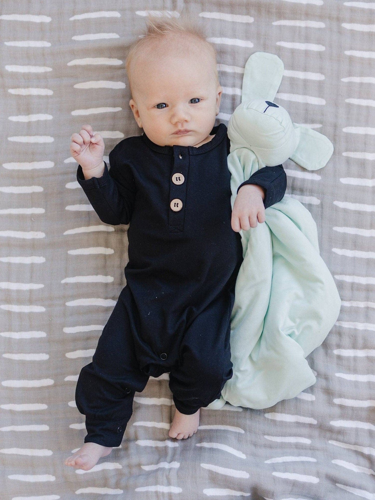 Bamboo Henley Romper | Black
