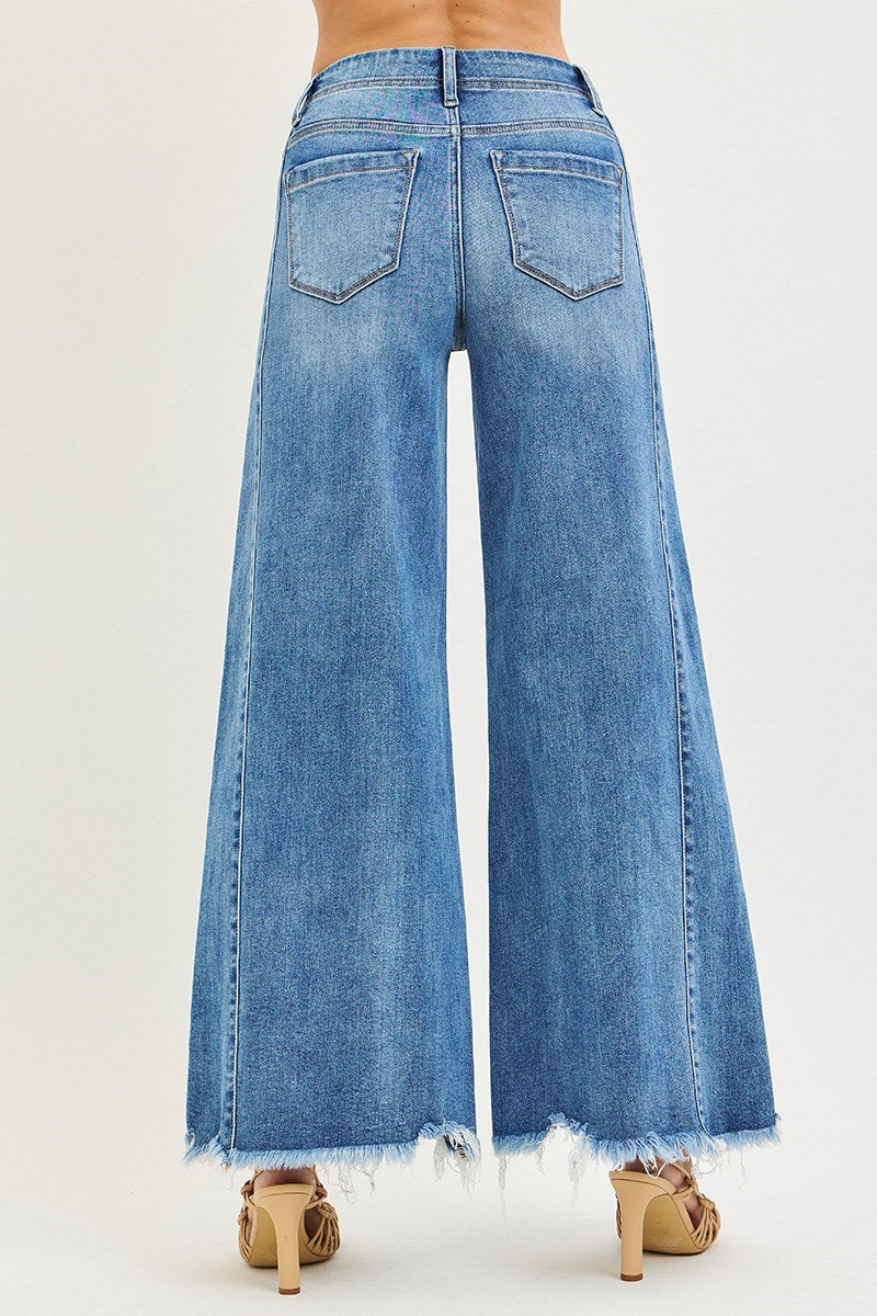 Risen High Rise Ankle Wide Jeans