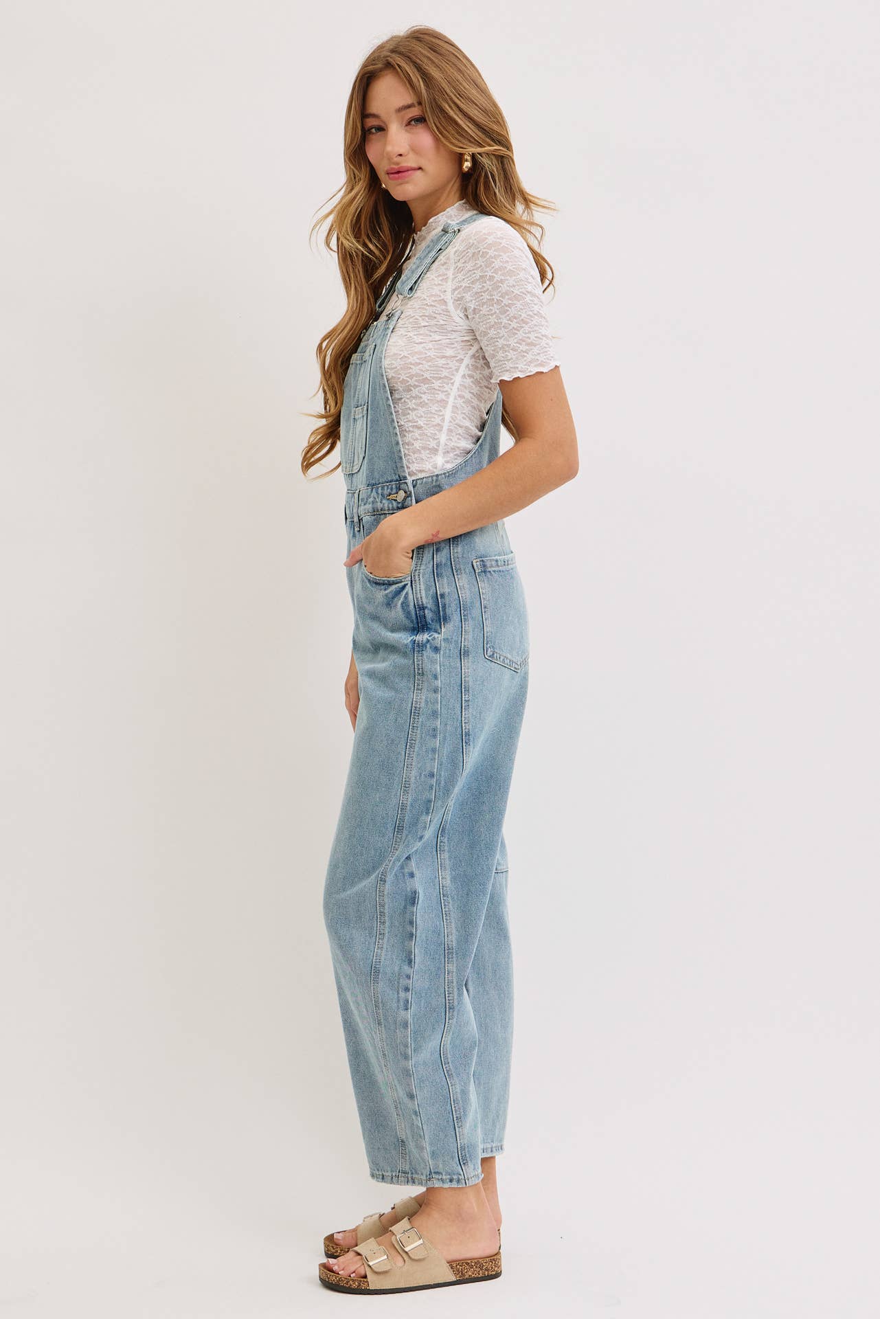 Rhodes Barrel Leg Denim Overalls