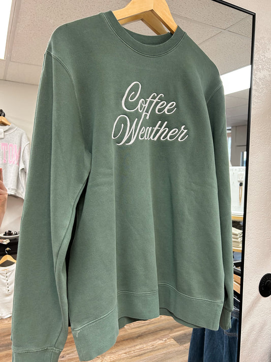 Coffee Weather Embroidered Crewneck