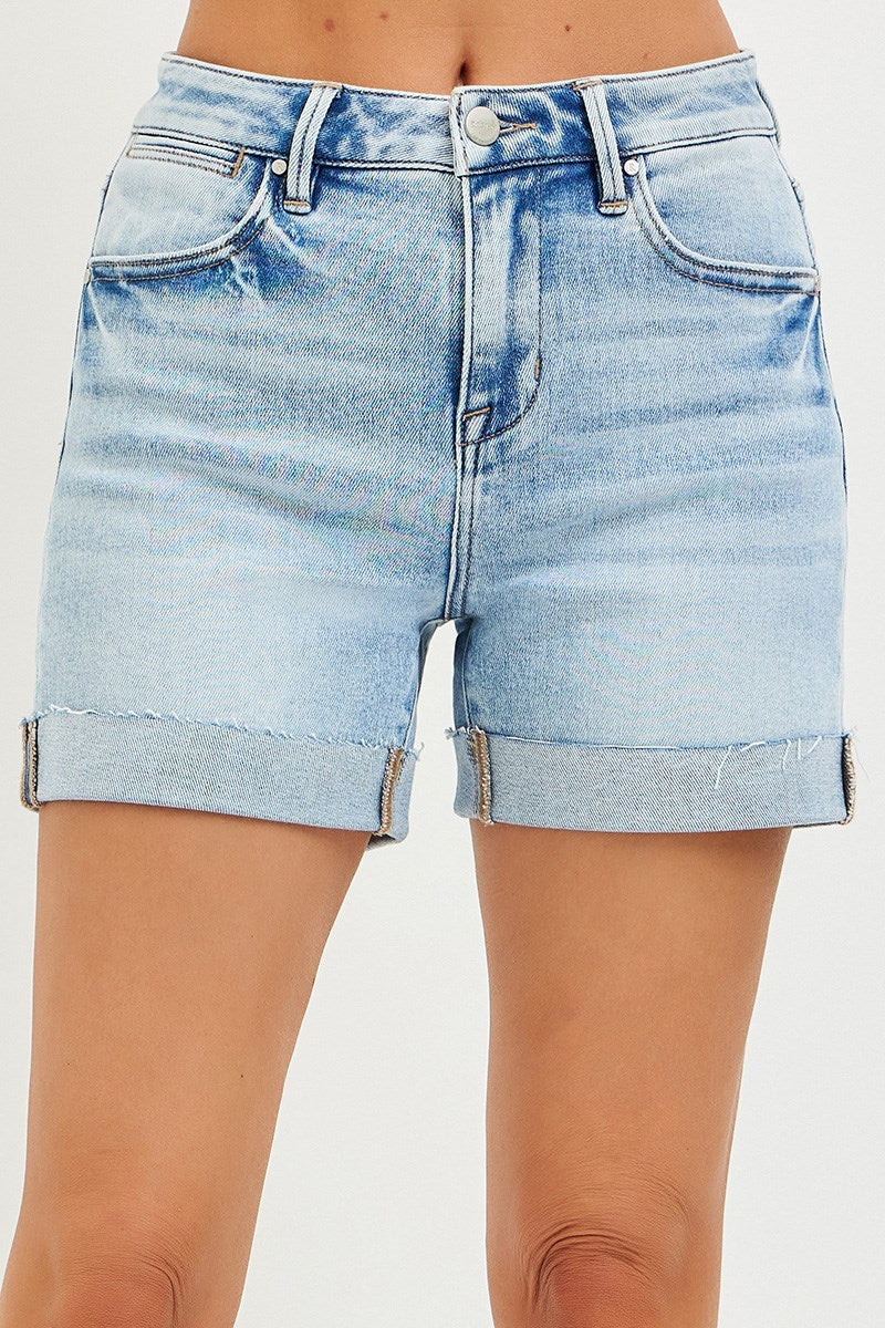 Risen High-Rise Cuffed Denim Shorts | Light