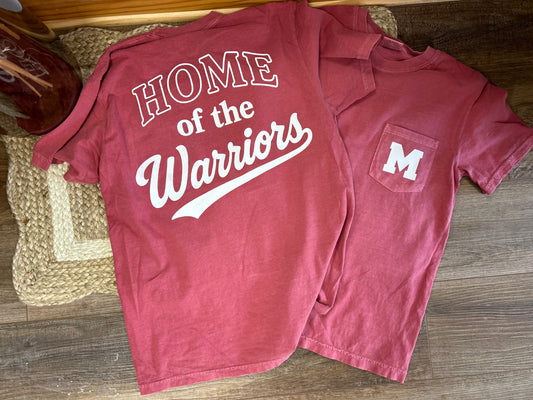 Home of the Warriors Pocket Tshirt | Crimson