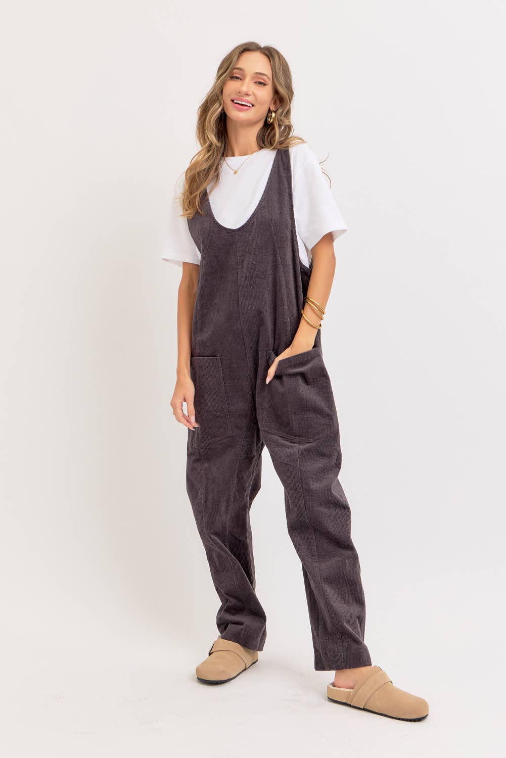 Harlow Corduroy Overall Jumpsuit | Olive