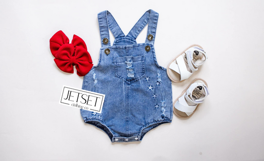 Denim Stars Overall Romper