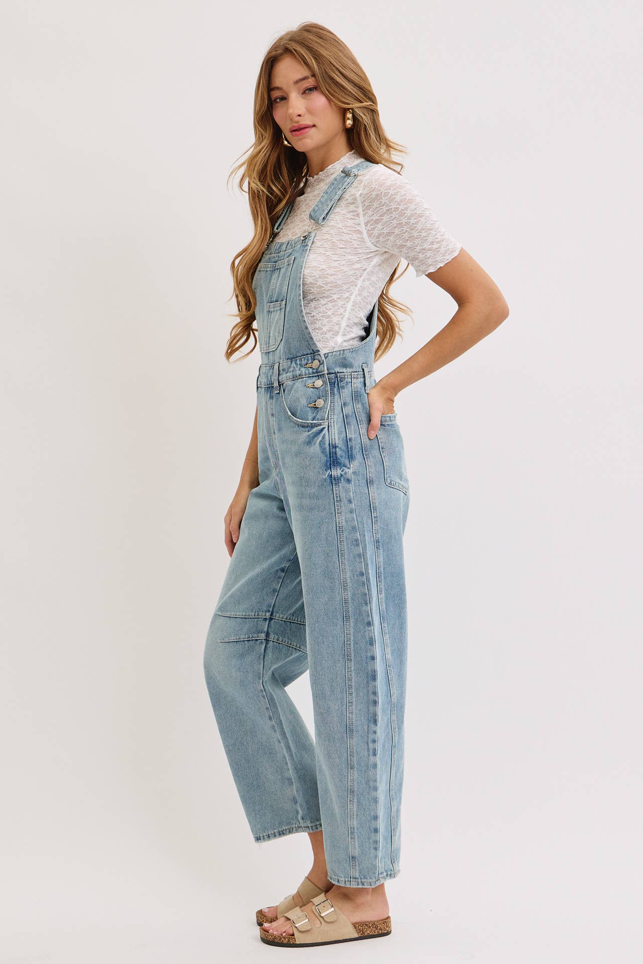 Rhodes Barrel Leg Denim Overalls