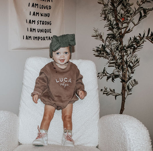 Personalized Sweatshirt Bubble Romper