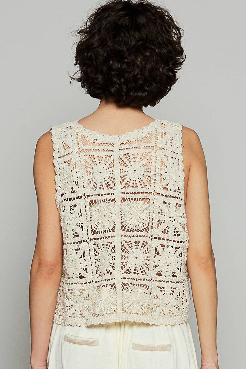 Rome Sleeveless Crochet Top | Natural