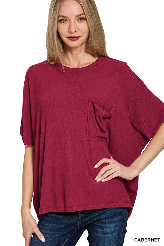 Oversized Ribbed Pocket Tee