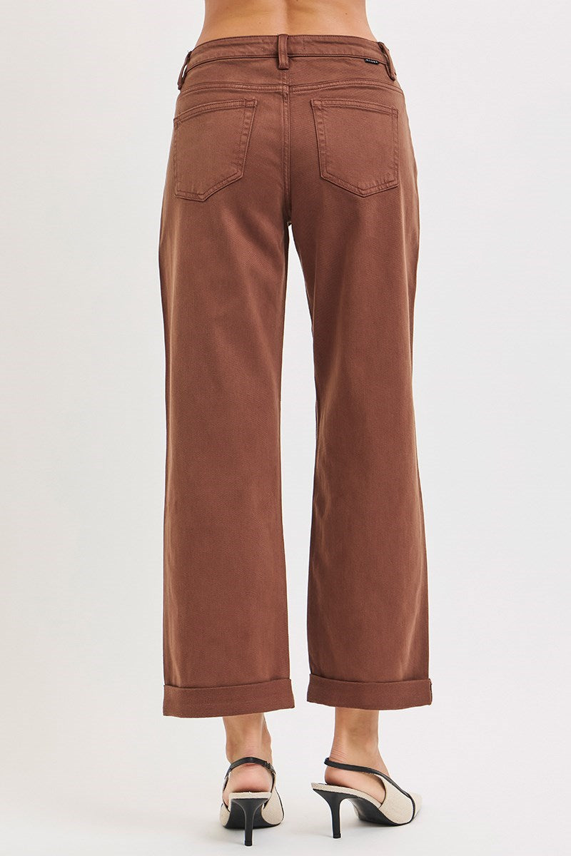 Risen Tummy Control Mid-Rise Relaxed Pants | Cocoa