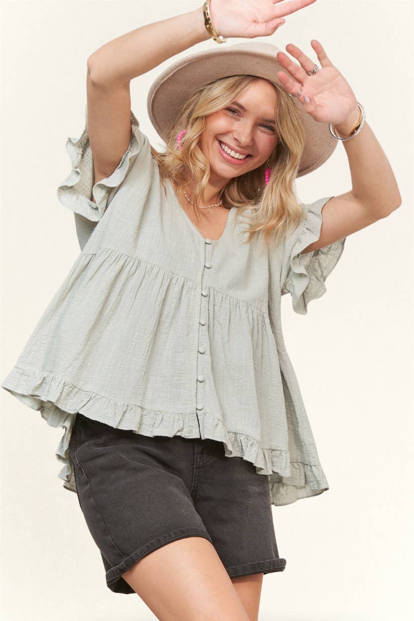 Sloane Button Down Top | Sage