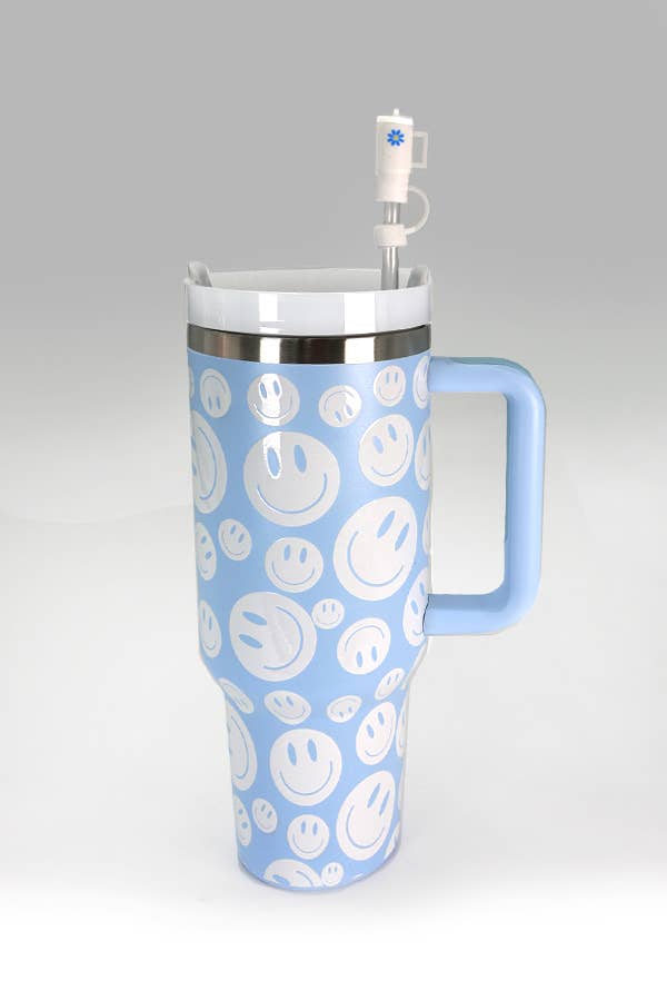 40oz Stainless Steel Tumbler | Blue Smiley