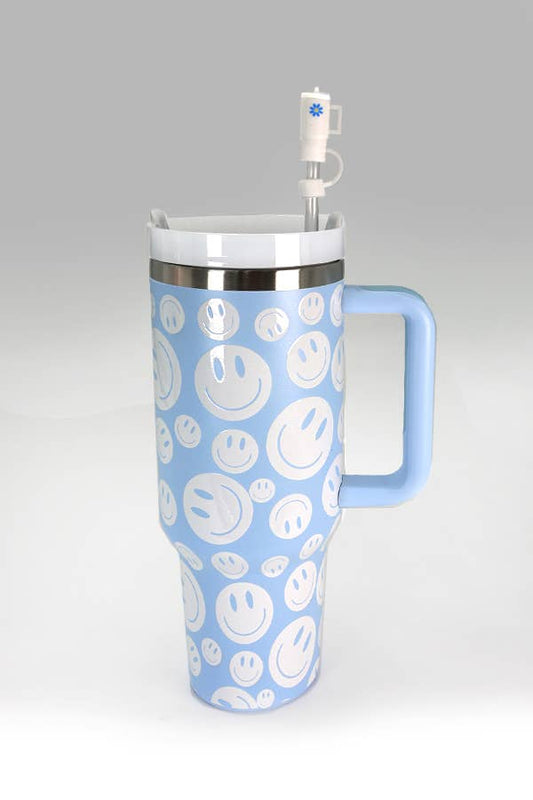 40oz Stainless Steel Tumbler | Blue Smiley